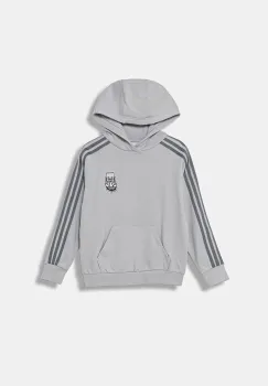 adidas Originals hanorac de bumbac pentru copii culoarea gri, cu gluga, cu imprimeu, JW7725 imagine