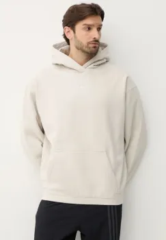 adidas Originals hanorac de bumbac pentru copii Essential barbati, culoarea bej, cu gluga, uni, JD3299 imagine