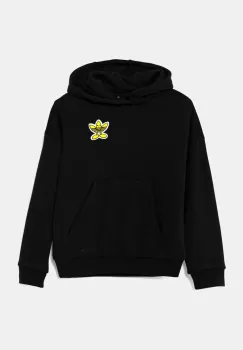 adidas Originals hanorac de bumbac pentru copii x Smiley World culoarea negru, cu gluga, cu imprimeu, JD0428 imagine