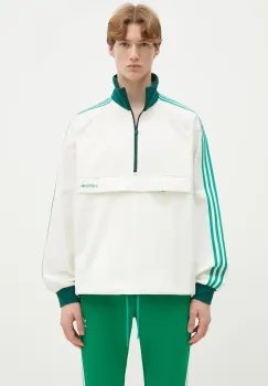 adidas Originals hanorac de bumbac Pullover barbati, culoarea bej, cu imprimeu, JC8375 imagine