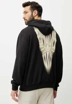 adidas Originals hanorac de bumbac Skeleton Hoodie barbati, culoarea negru, cu gluga, cu imprimeu, JI5928 imagine