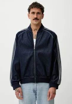 adidas Originals hanorac din denim Adicolor loose SST culoarea bleumarin, uni, JX6461 imagine