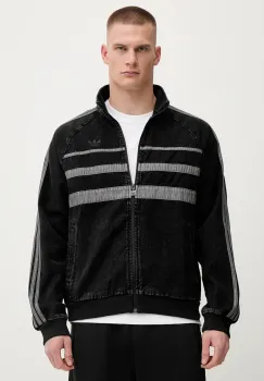 adidas Originals hanorac din denim First TT Denim culoarea negru, cu imprimeu, JW5883 imagine