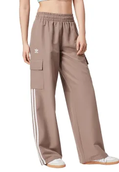 adidas Originals pantaloni Adicolor 3-Stripe Cargo Pants femei, culoarea bej, fason cargo, high waist, JC8138 imagine