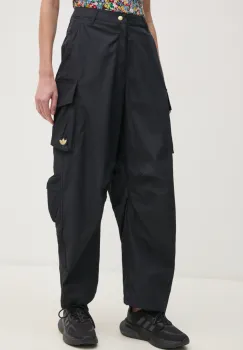 adidas Originals pantaloni CARGO PANTS femei, culoarea negru, fason cargo, high waist, JI5727 imagine