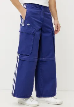 adidas Originals pantaloni de bumbac CARGO PANTS barbati, culoarea violet, drept, JY6294 imagine
