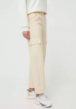 adidas Originals pantaloni de bumbac culoarea bej, drept, high waist, IU2695 imagine