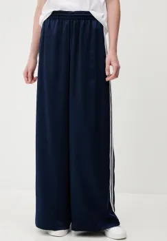 adidas Originals pantaloni de trening Adicolor Satin Wide Leg culoarea bleumarin, cu imprimeu, JD0881 imagine