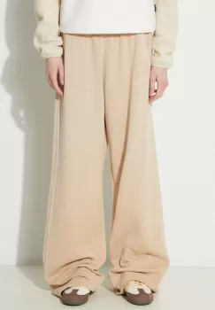 adidas Originals pantaloni de trening din bumbac culoarea bej, neted imagine