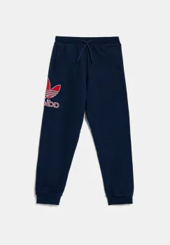 adidas Originals pantaloni de trening din bumbac pentru copii culoarea albastru marin, cu imprimeu, JC9142 imagine