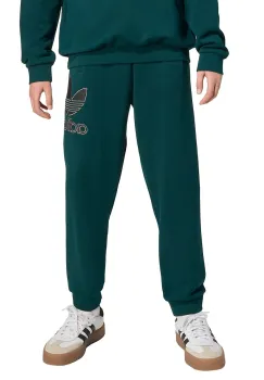 adidas Originals pantaloni de trening din bumbac pentru copii culoarea verde, cu imprimeu, JV8579 imagine