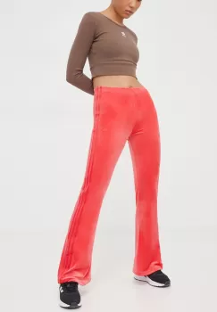 adidas Originals pantaloni de trening din velur culoarea roz, cu imprimeu imagine