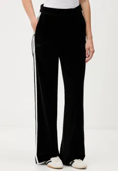 adidas Originals pantaloni de trening din velur Velvet culoarea negru, lat, high waist, KF2304 imagine