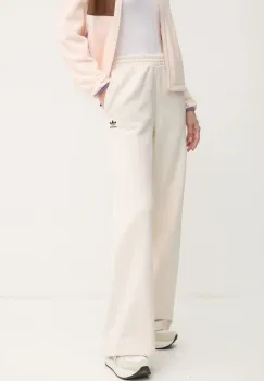 adidas Originals pantaloni de trening Femme Galore Wideleg Fleece Pants culoarea bej, uni, JN3027 imagine