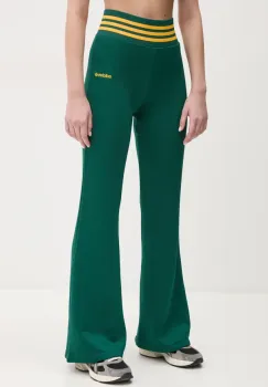adidas Originals pantaloni de trening FLARED PANTS femei, culoarea verde, cu imprimeu, JC7689 imagine