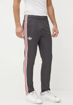 adidas Originals pantaloni de trening Manchester United Beckenbauer Track Pant culoarea gri, cu imprimeu, IY0044 imagine