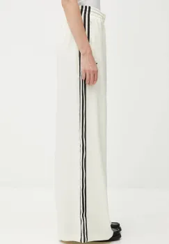 adidas Originals pantaloni de trening Satin Tp Wl culoarea bej, cu imprimeu, KD2542 imagine