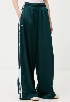 adidas Originals pantaloni de trening Satin Tp Wl culoarea verde, cu imprimeu, JV7511 imagine