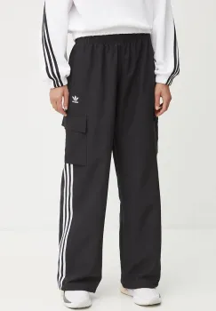 adidas Originals pantaloni femei, culoarea negru, fason cargo, high waist, JF1292 imagine