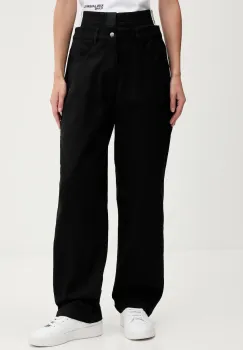 adidas Originals pantaloni Firebird culoarea negru, drept, high waist, JX7594 imagine