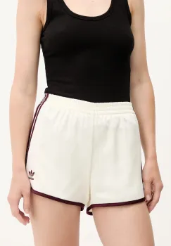 adidas Originals pantaloni scurti 3-Stripes culoarea bej, cu imprimeu, high waist, KA7739 imagine