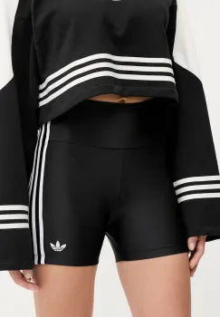 adidas Originals pantaloni scurti 3-Stripes culoarea negru, cu imprimeu, high waist, JX5235 imagine