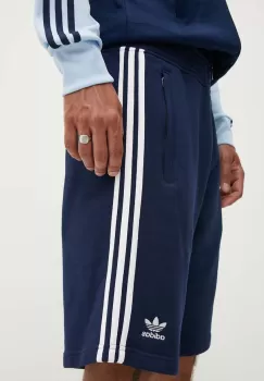 adidas Originals pantaloni scurti din bumbac 3-Stripes culoarea albastru marin, IM9424 imagine