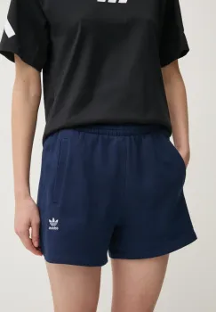 adidas Originals pantaloni scurti Essential femei, culoarea albastru marin, neted, high waist, JC8976 imagine