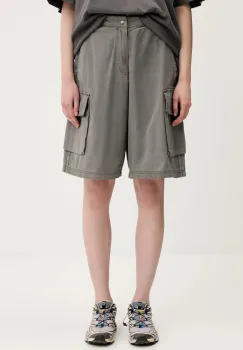 adidas Originals pantaloni scurti jeans Cargo Jorts culoarea gri, uni, high waist, JD0139 imagine