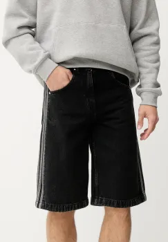 adidas Originals pantaloni scurti jeans Firebird culoarea negru, JC6719 imagine