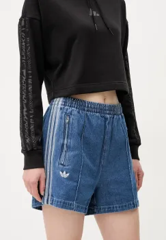 adidas Originals pantaloni scurti jeans Firebird femei, cu imprimeu, high waist, JD2562 imagine