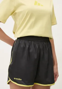 adidas Originals pantaloni scurti Linear femei, culoarea negru, cu imprimeu, medium waist, JD2727 imagine