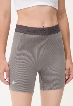 adidas Originals pantaloni scurti Rib Shorts Wash culoarea gri, uni, high waist, JW3592 imagine