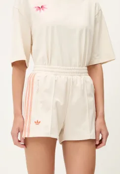 adidas Originals pantaloni scurti Shorts culoarea bej, cu imprimeu, high waist, KC0681 imagine