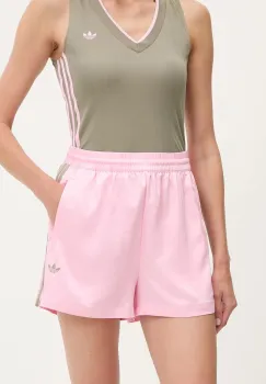adidas Originals pantaloni scurti Shorts culoarea roz, cu imprimeu, high waist, KD2282 imagine