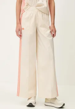 adidas Originals pantaloni Wideleg Pant culoarea bej, drept, high waist, KC0675 imagine