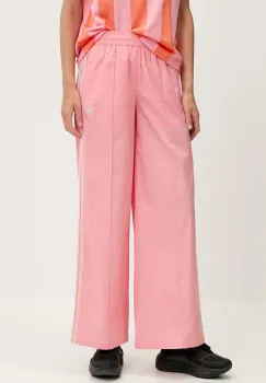 adidas Originals pantaloni Wideleg Pant culoarea roz, drept, high waist, KC0676 imagine