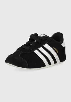 adidas Originals pantofi din piele intoarsa pentru bebe GAZELLE CRIB culoarea negru, JI2046 imagine