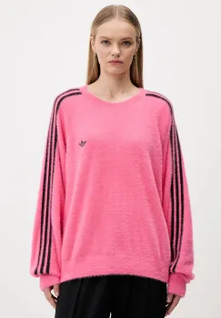 adidas Originals pulover Holiday culoarea roz, light, JX7811 imagine