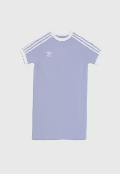 adidas Originals rochie din bumbac pentru copii culoarea violet, mini, drept imagine
