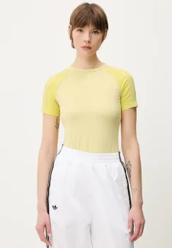 adidas Originals tricou 3-Stripes culoarea galben, JC6679 imagine