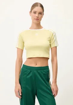 adidas Originals tricou 3-Stripes culoarea galben, JD0307 imagine