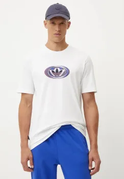 adidas Originals tricou barbati, culoarea alb, cu imprimeu, JM0482 imagine