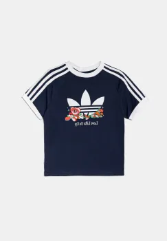 adidas Originals tricou de bumbac pentru copii culoarea albastru marin, cu imprimeu, JD0389 imagine