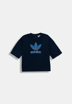 adidas Originals tricou de bumbac pentru copii culoarea albastru marin, cu imprimeu, JY1139 imagine