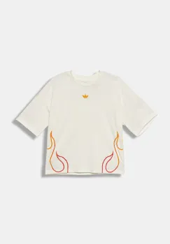 adidas Originals tricou de bumbac pentru copii culoarea bej, cu imprimeu, JY2743 imagine