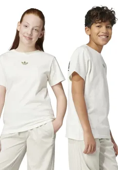 adidas Originals tricou de bumbac pentru copii culoarea bej, cu imprimeu, JY8374 imagine