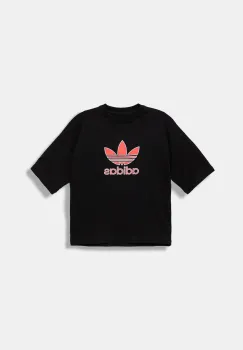 adidas Originals tricou de bumbac pentru copii culoarea negru, cu imprimeu, JV7777 imagine