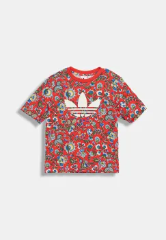 adidas Originals tricou de bumbac pentru copii culoarea rosu, cu imprimeu, JV7817 imagine