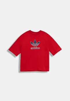 adidas Originals tricou de bumbac pentru copii culoarea rosu, cu imprimeu, JV8556 imagine